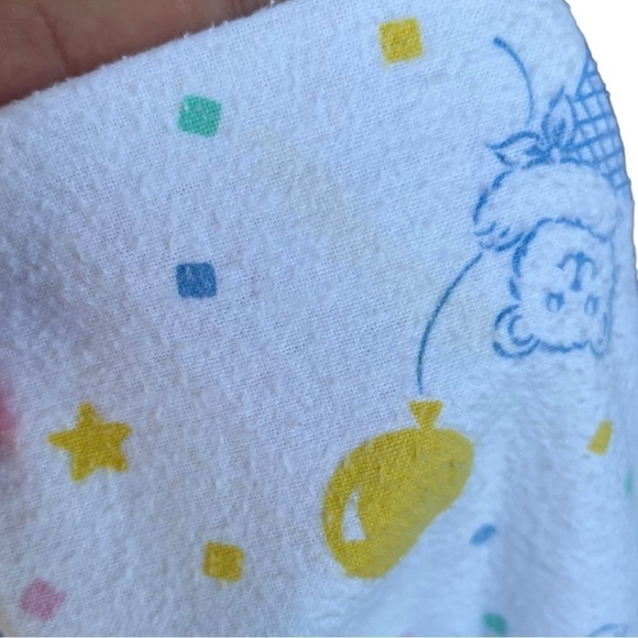 Vintage Beacon Teddy Bear Balloons Flannel Baby Receiving Blanket Confetti GUC - Picture 8 of 8